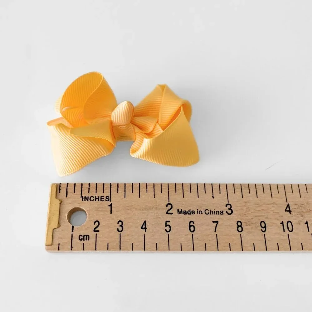 Set of 2 Pretty Girls Hair Bows Grosgrain Ribbon Clips Hair Accessories Yellow